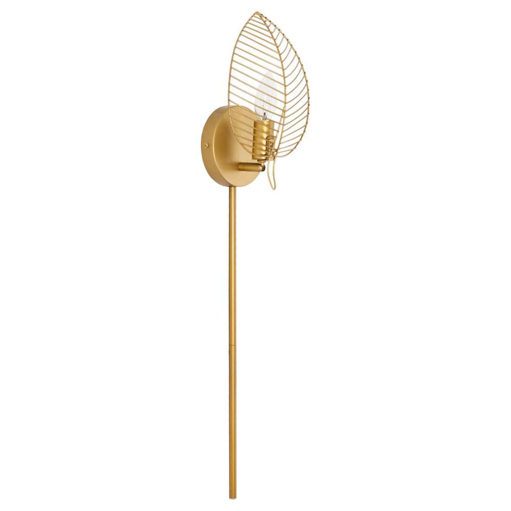 Gold Leaf Shade Plug-In Wall Sconce with Long Cord