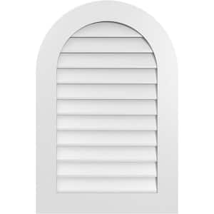 24 in. x 36 in. Round Top White PVC Paintable Gable Louver Vent Non-Functional