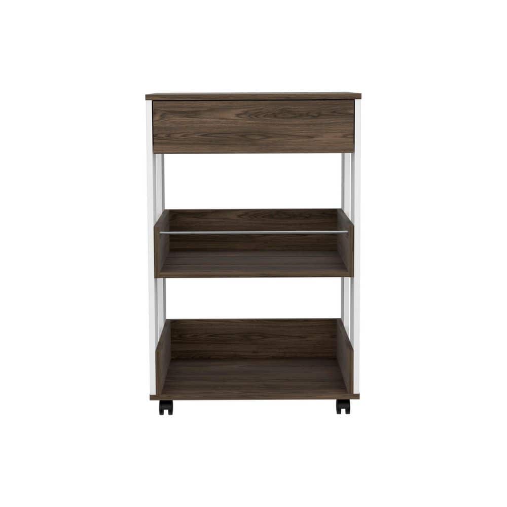 Multicolor Engineered Wood Kitchen Cart with 1-Drawer and 2-Open Shelves Wheels price history on PriceWatchPro