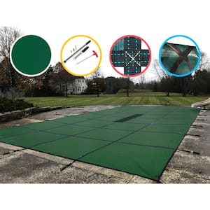 12 ft. x 24 ft. Rectangle Green Solid In-Ground Safety Pool Cover, ASTM F1346 Certified