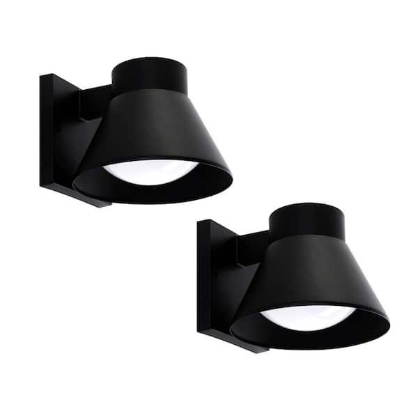 2 Pack LED Outdoor Black Front Porch Lights, Waterproof Anti-Rust Garden Torches for Patio, Doorway, Garage