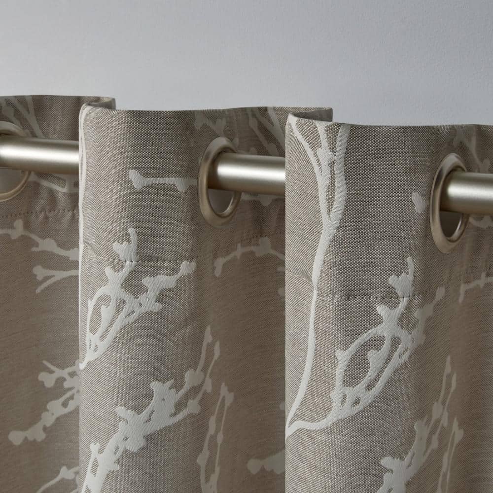 Natural Brown Linen Blackout Grommet Window Curtain Panels, 63" x 52"
