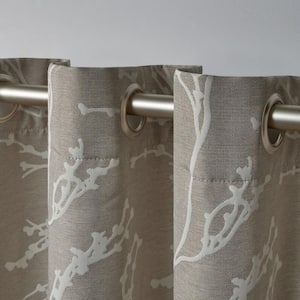 Kilberry Natural Nature Woven Room Darkening Grommet Top Curtain, 52 in. W x 63 in. L (Set of 2)