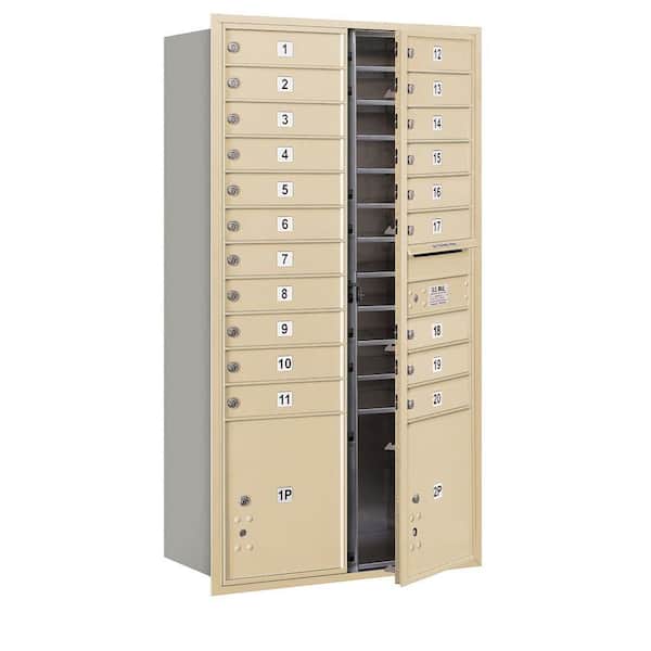 Salsbury Industries 56 3/4 in. H x 31-1/8 in. W Sandstone Front Loading 4C Horizontal Mailbox with 20 MB1 Doors/2 PL's