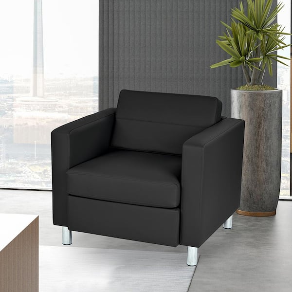 OSP Home Furnishings Pacific Black Vinyl Accent Chair