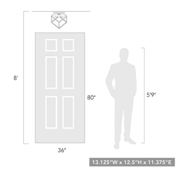 Golden Lighting - Cassio 13.13 in. 3 Light Matte Black Semi-Flush Mount