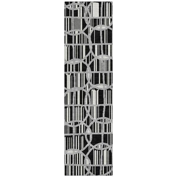 Chantille Machine Washable Indoor/Outdoor Abstract ACN2769 Black 2 ft. x 7 ft. Runner Rug