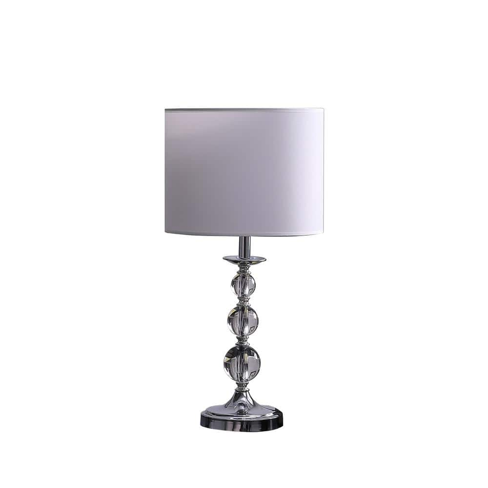 Ore International HBL2469 19 in. Ascending Solid Crystal Orbs Chrome Table Lamp  Chrome Silver