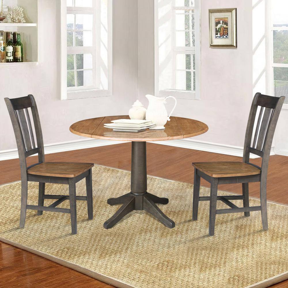 Classic 42" Round Hickory & Washed Coal Extendable Dining Table