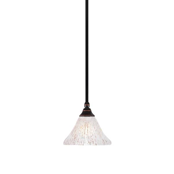 Sparta 100-Watt 1 Light Black Copper Shaded Pendant, Mini Pendant Light with Frosted Crystal Shade No Bulb Included