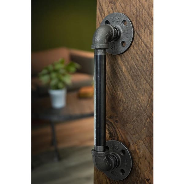1/2 in. x 12.5 in. L Black Pipe Barn Door Handle Kit 1/2 in. x 12.5 in. L Black Pipe Barn Door Handle Kit