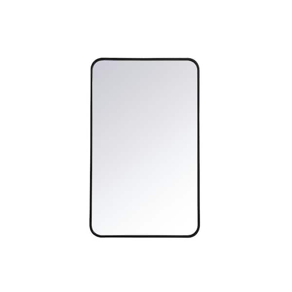 Unbranded Timeless Home 22 in. W x 36 in. H x Modern Soft Corner Metal Rectangle Black Mirror