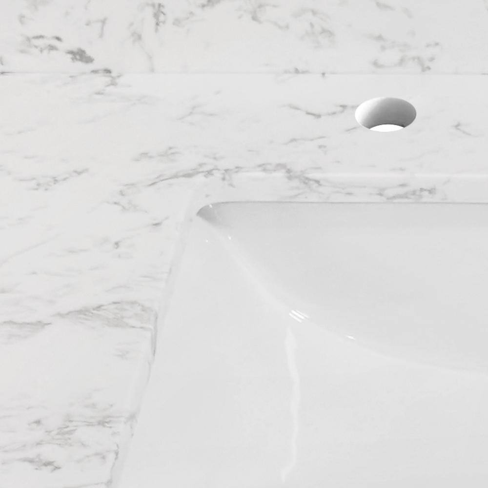 61'' White Engineered Stone Double Sink Vanity Top