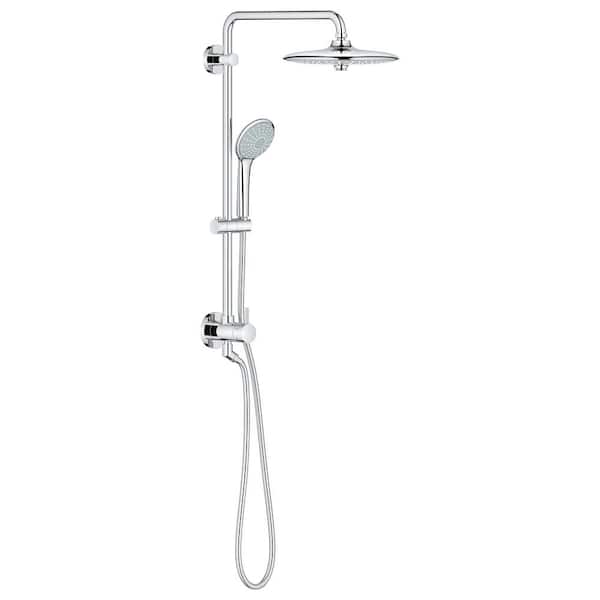 GROHE Retrofit System 260 3-Spray Patterns with 2.5 GPM 10.25 in. Wall Mount Dual Shower Heads in StarLight Chrome