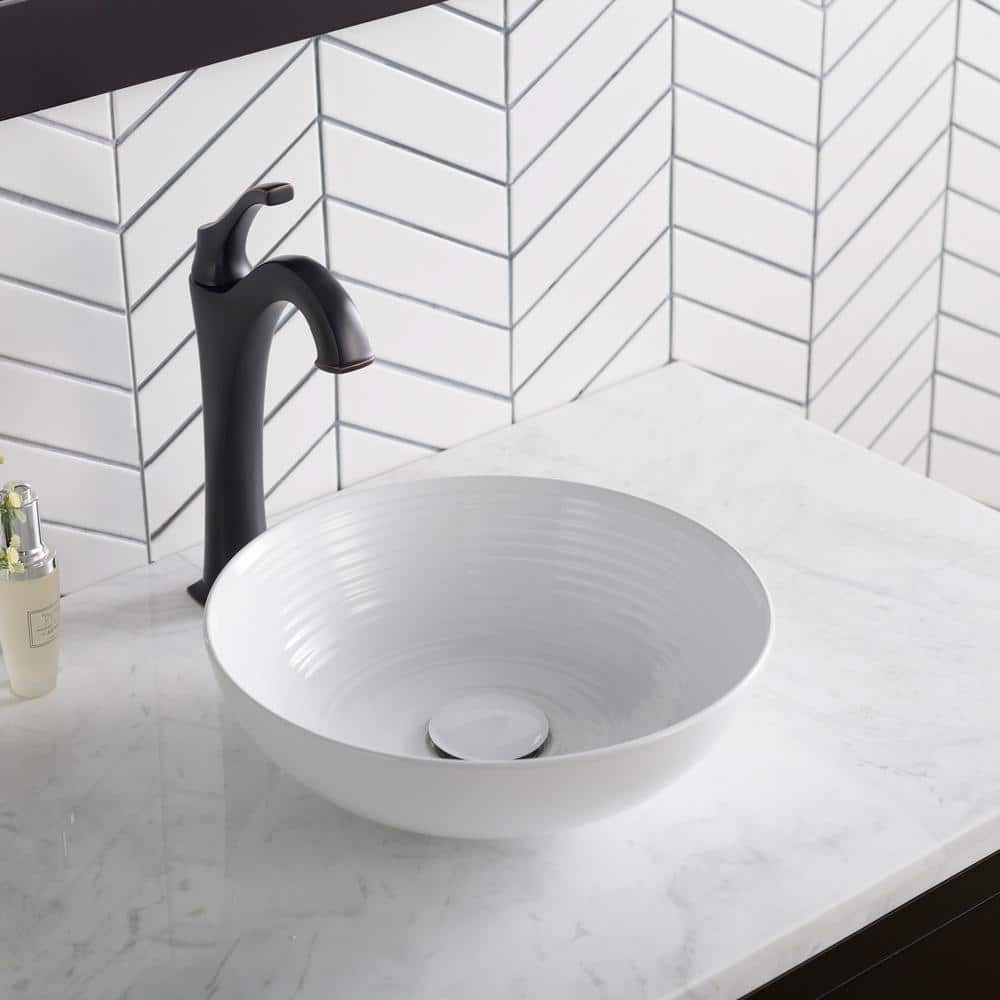 Viva 13" Round White Ceramic Vessel Bathroom Sink