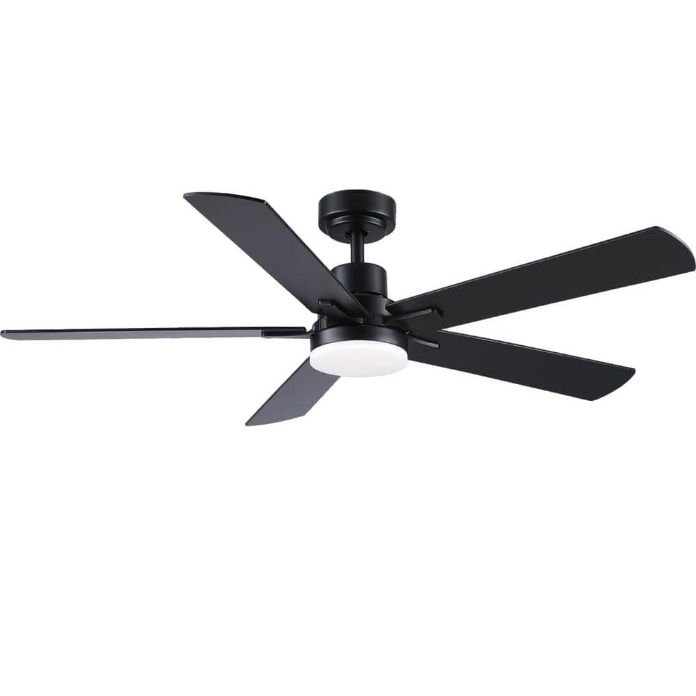 52 in. Indoor Black Integrated LED Ceiling Fan Lighting with 5 Plywood Blades and Remote Control price history on PriceWatchPro