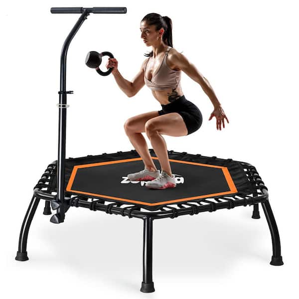 AFAIF 45 in. x 25 in. Trampoline for Adults w/Adjustable bar,Fitness Workout Exercise Trampolines w/Handle Silent Bungee Cords