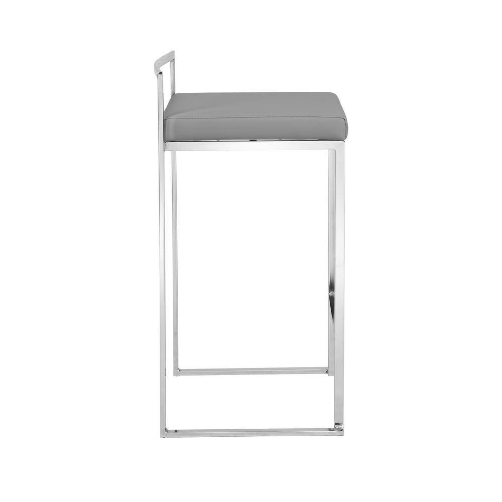 Lucien 25.25" Gray Metal Backless Counter Stool