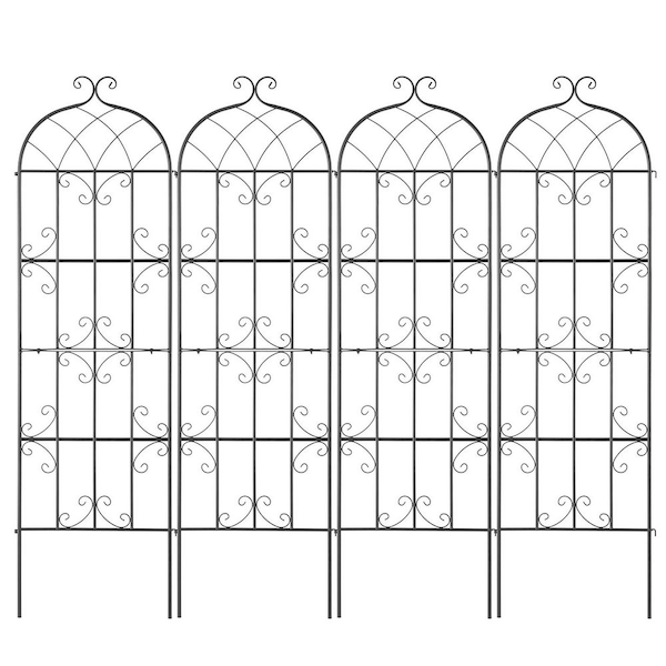 Metal Steel Garden Trellis for Climbing Plants, 71 x 20 in., Set of 4, Rust-Resistant Support for Flowers, Vegetables