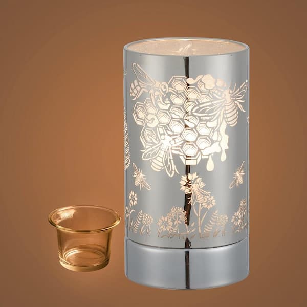 PETERSON ARTWARES Silver Honeybee Touch Lamp Essential Oil Diffuser and Wax Warmer