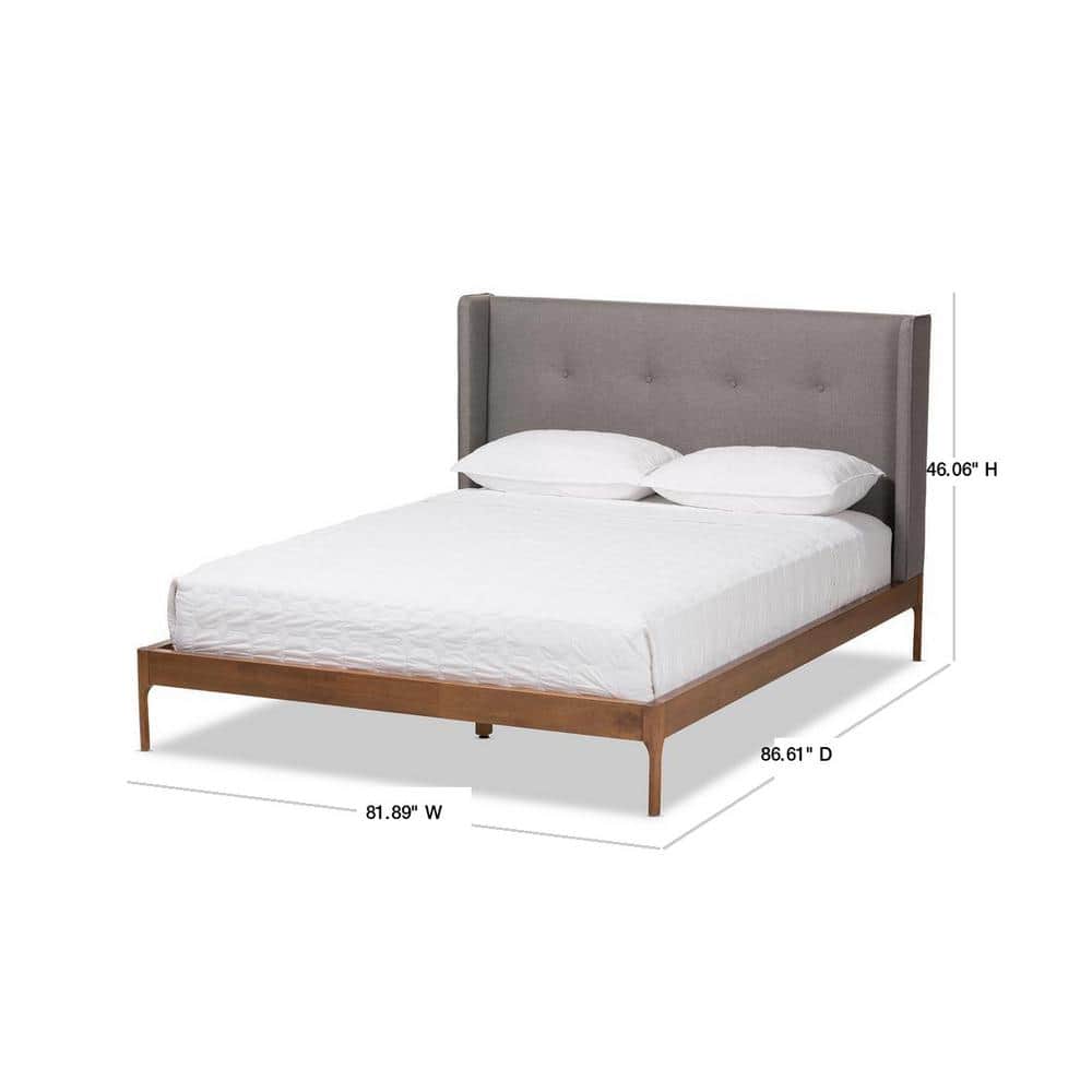 Brooklyn King Walnut Wood Upholstered Platform Bed with Tufted Headboard