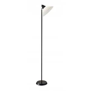 71.5 in. Black and White 1 Light 1-Way (On/Off) Torchiere Floor Lamp for Liviing Room with Plastic Lantern Shade