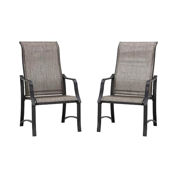 Patio Festival Sling Outdoor Dining Chair in Gray (2-Pack)