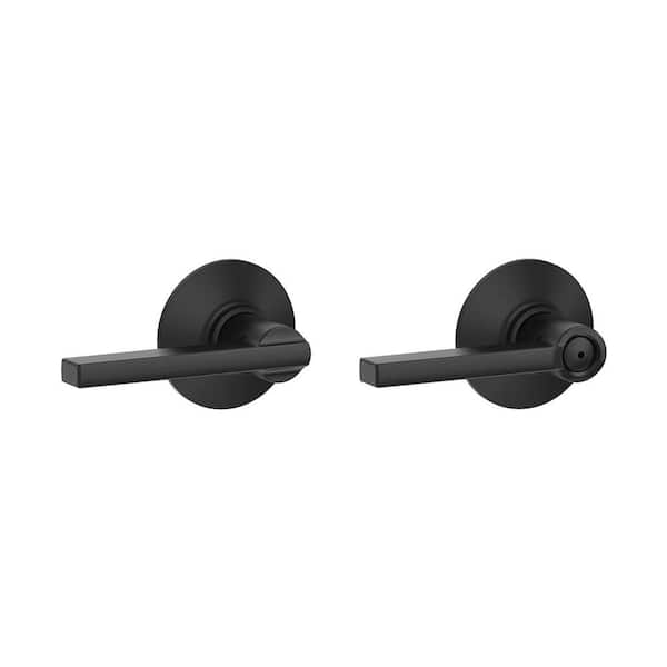 Latitude Matte Black Passage Hall/Closet Handle and Privacy Bed/Bath Door Handle