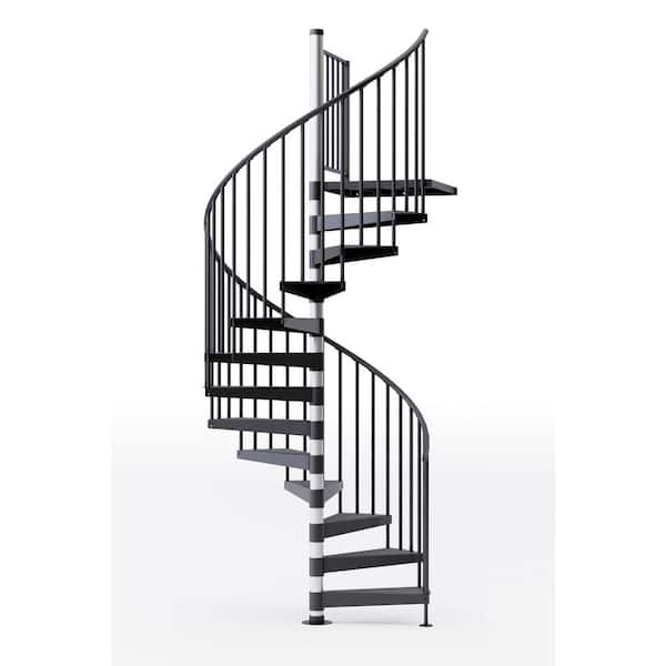 Mylen STAIRS Reroute Prime Interior 60in Diameter, Fits Height 127.5in - 142.5in, 1 42in Tall Platform Rail Spiral Staircase Kit