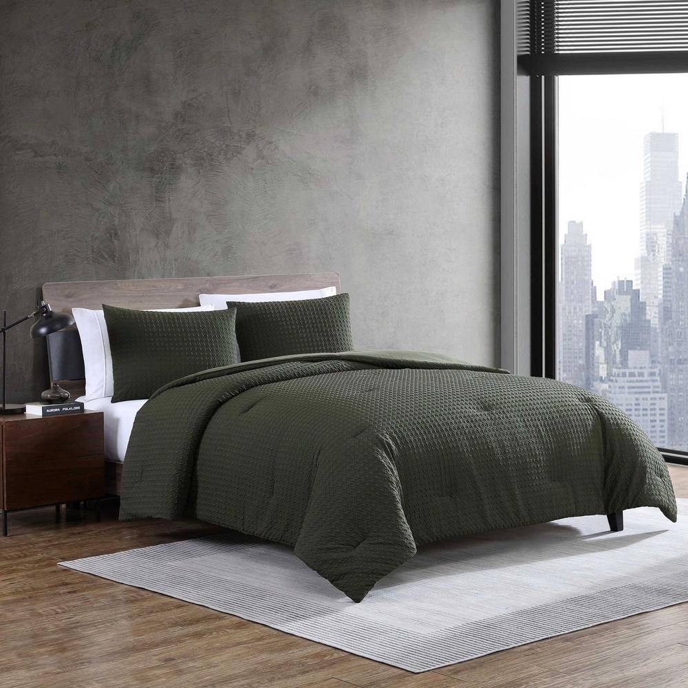 Houndstooth Green Embossed Twin Bedspread Set