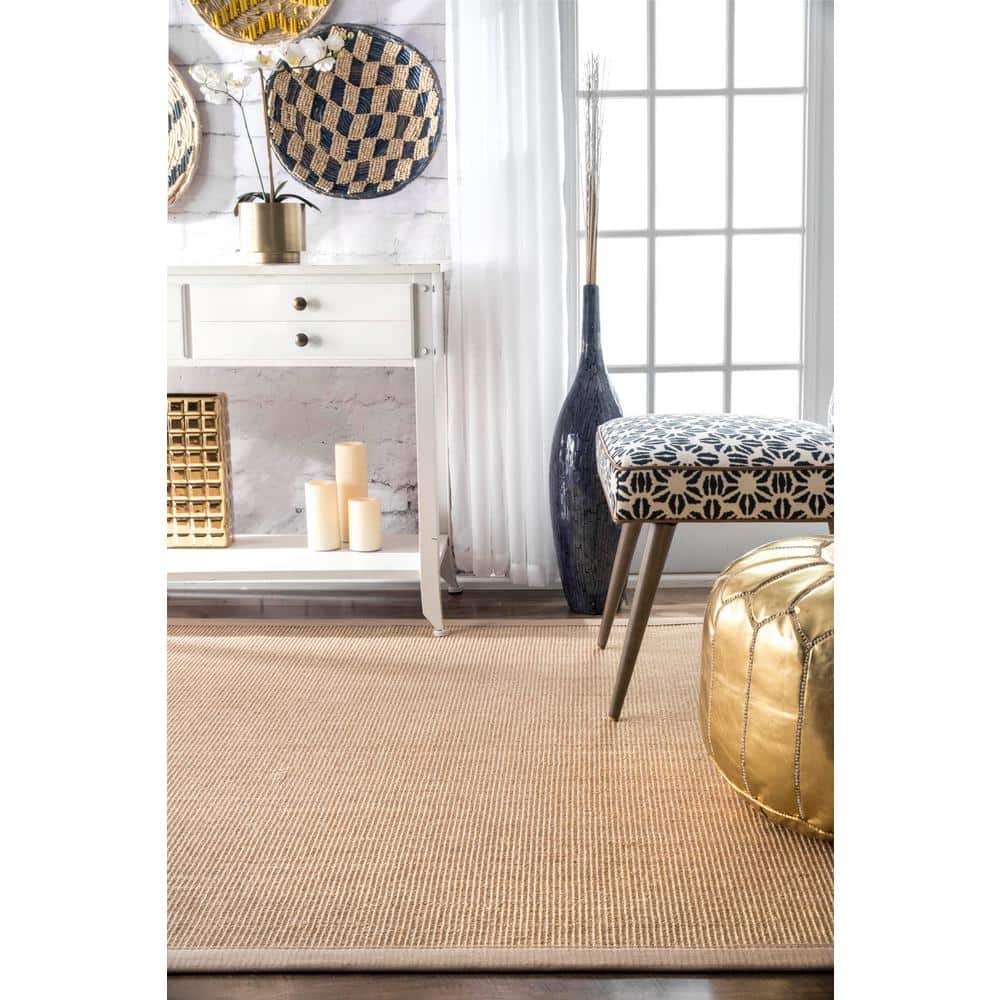 Beige Flat Woven Sisal Rectangular Accent Rug, 2' x 3'