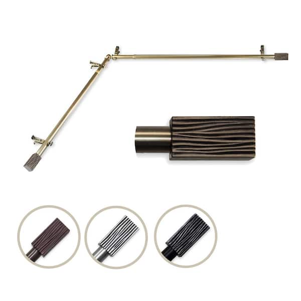Rod Desyne Alder Corner Window Single Curtain Rod 13/16 inch dia. 66-120" - Antique Brass