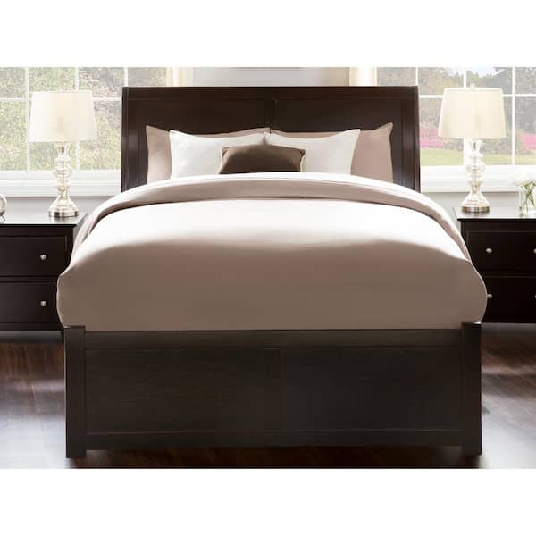 AFI Portland Full Platform Bed with Flat Panel Foot Board and Twin-Size Urban Trundle Bed in Espresso