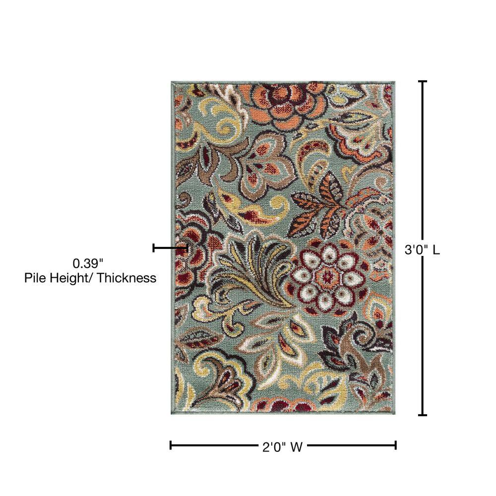 Deco 5' x 7' Green Floral Synthetic Tufted Rug