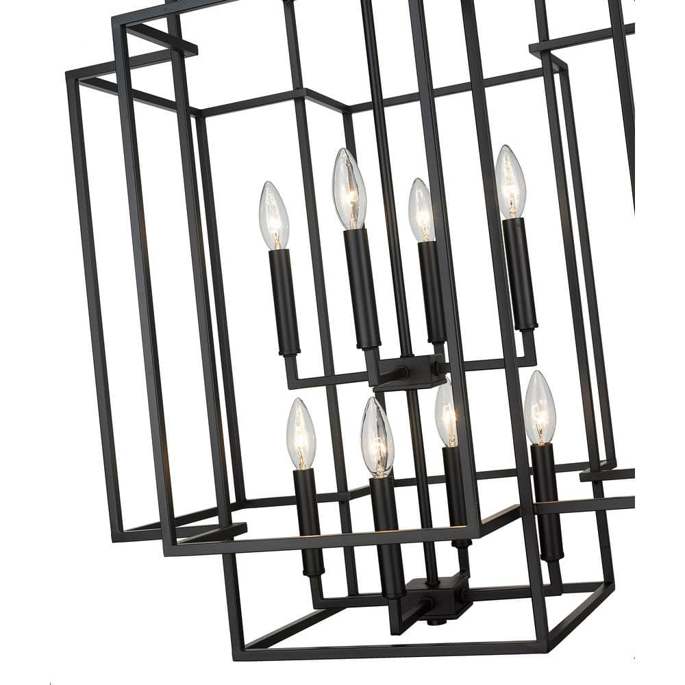 Titania Matte Black 8-Light Geometric Steel Chandelier