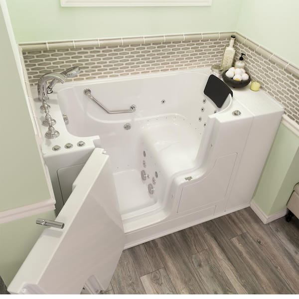Gelcoat Premium 52 in. Left-Hand Walk-in Whirlpool and Air Bathtub in White