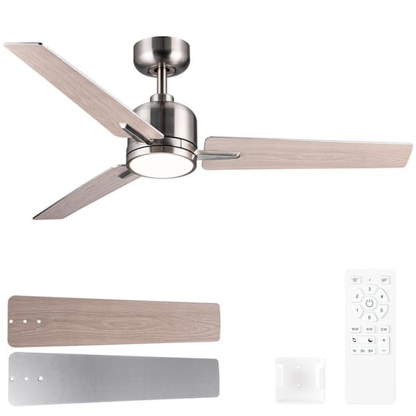 Hushine 48 in. Indoor Nickel Farmhouse Ceiling Fan Standard with Light, Remote Control Included and Reversible Blades