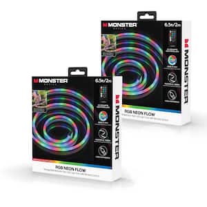 2-Pack Multi-Color 6.5 ft. RGB Color-Flow Technology Neon-LED Strip, Flexible Neon, Easy DIY Installation,