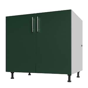 Miami Emerald Green Matte 36 in. x 27 in. x 34.5 in. Flat Panel Stock Assembled Base Kitchen Cabinet Full Height