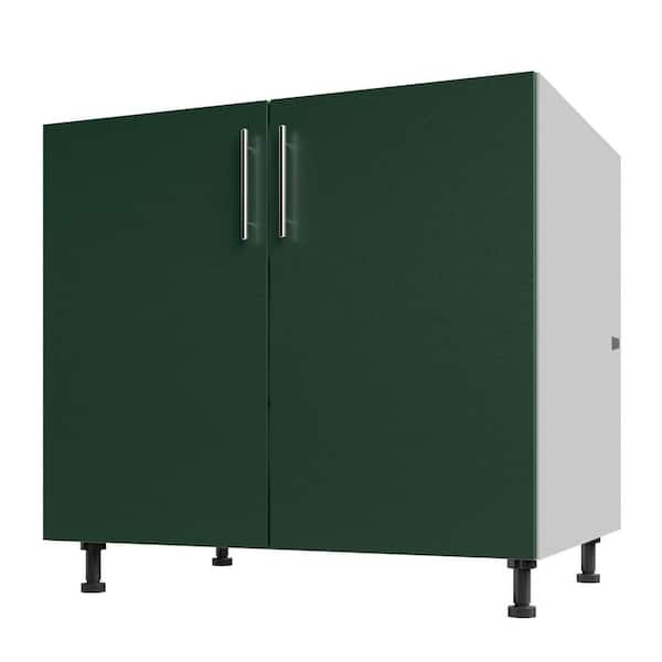 WeatherStrong Miami Emerald Green Matte 36 in. x 27 in. x 34.5 in. Flat Panel Stock Assembled Base Kitchen Cabinet Full Height