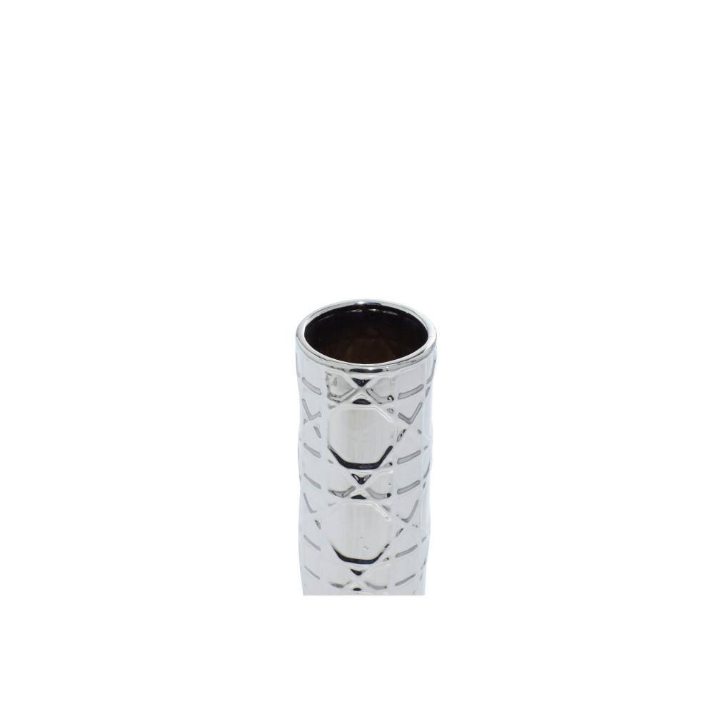 Elegant Silver Ceramic Bud Vase Trio, 3.5" x 12.1"