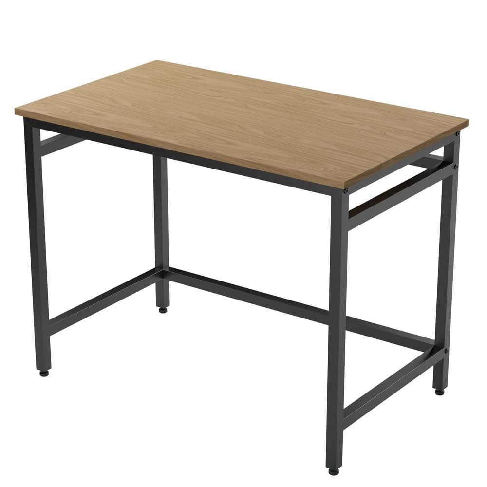 Brookside Delle 40 in. Rectangular Oak Industrial Metal Computer Desk ...