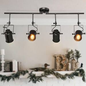 Modern Black Track Lighting Kit for Living Room, 4-Light Linear Rotatable Office Task Light, Showroom Pendant Light