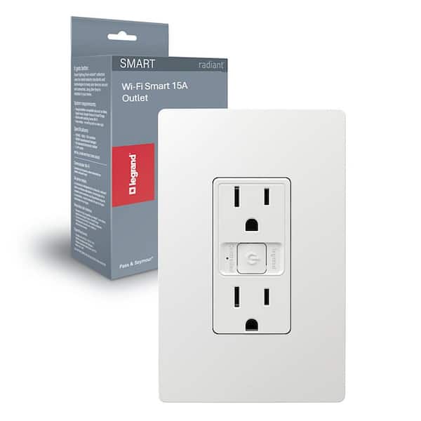 Radiant Smart Matter-Enabled 15A Duplex Outlet with Wi-Fi, White