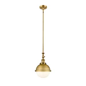 Hampden 1-Light Brushed Brass Globe Pendant Light with Matte White Glass Shade