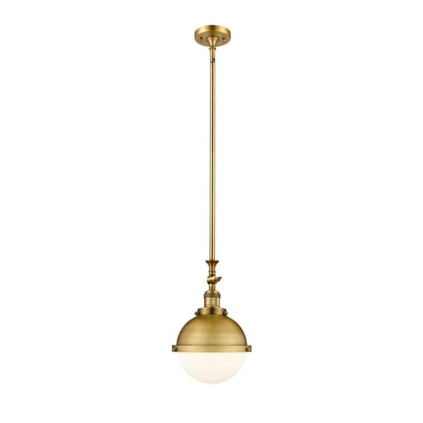 Innovations Hampden 1-Light Brushed Brass Globe Pendant Light with Matte White Glass Shade