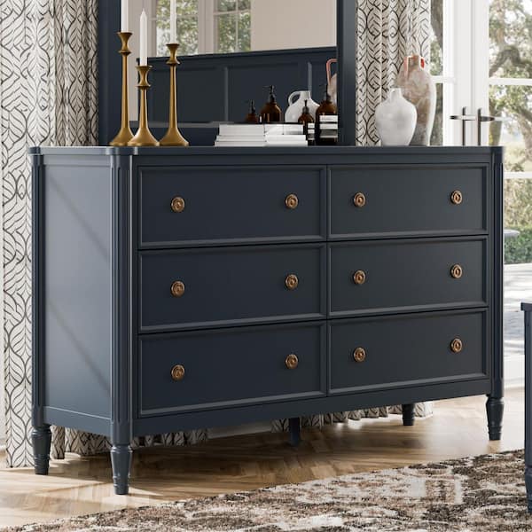 Furniture of America Whitfield Modern French Blue 6-Drawer 62 in. Dresser With Cedarwood-Lined Bottom Drawers