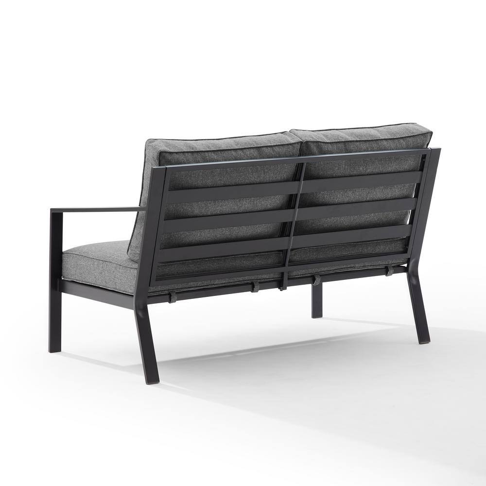 Charcoal Metal Two-Seat Outdoor Sectional Loveseat