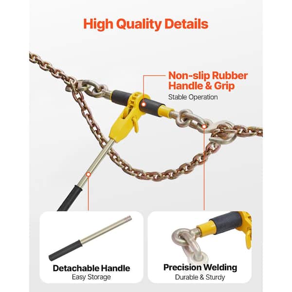 Ratchet Chain Binder for Towing, 5/16 in. x 12.8 ft. G80 Chains,8000 lbs. Working Load, Ratchet Load Binder,2025 Update