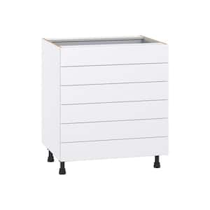Fairhope Glacier White Slab Assembled Base Kitchen Cabinet with 6 Drawers (30 in. W x 34.5 in. H x 24 in. D)